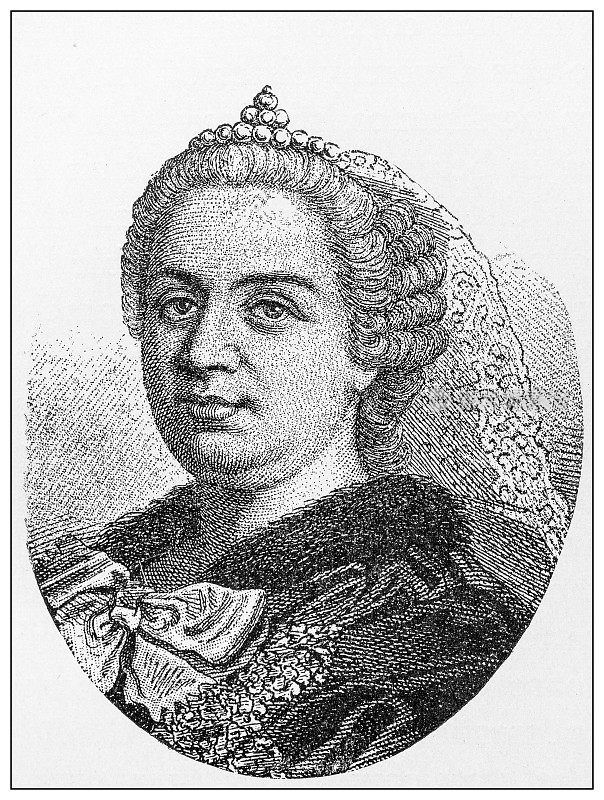 过去重要人物的古董插图:玛丽亚・特蕾莎，奥地利大公夫人