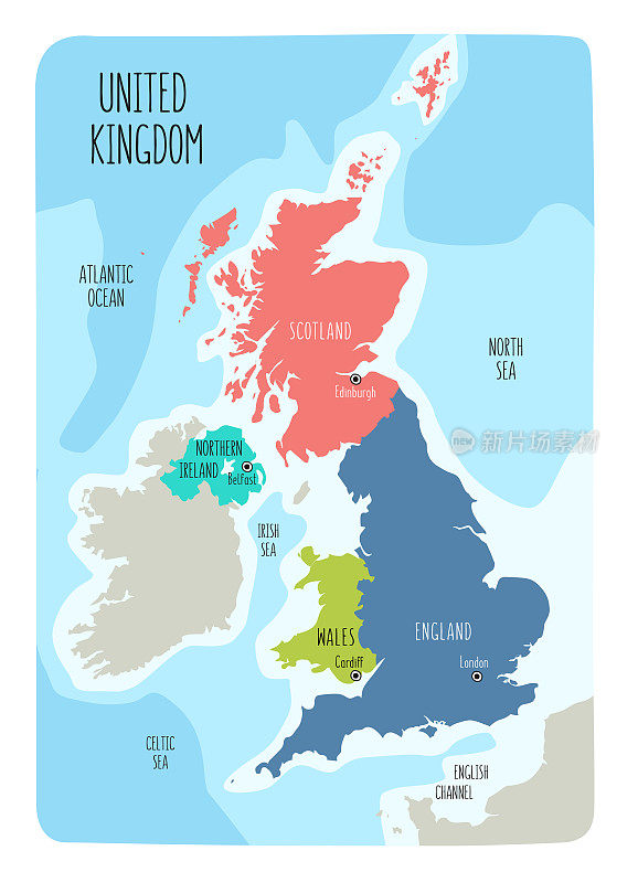 手绘的英国地图