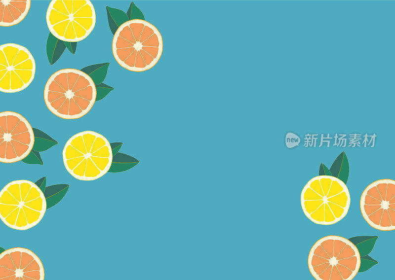 抽象水果柠檬，酸橙，橙子，甜瓜和血橙
