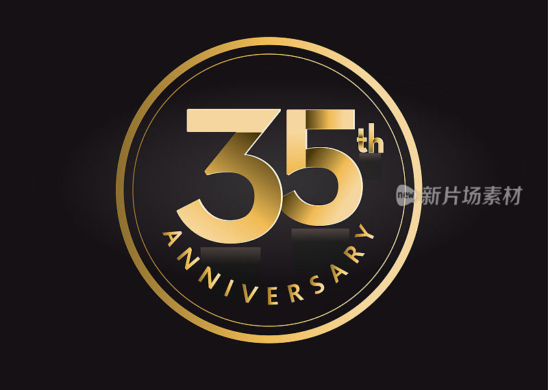 黄金35周年庆祝标签设计