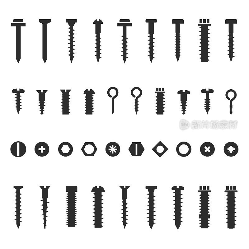 螺钉，螺母和螺栓图标设置