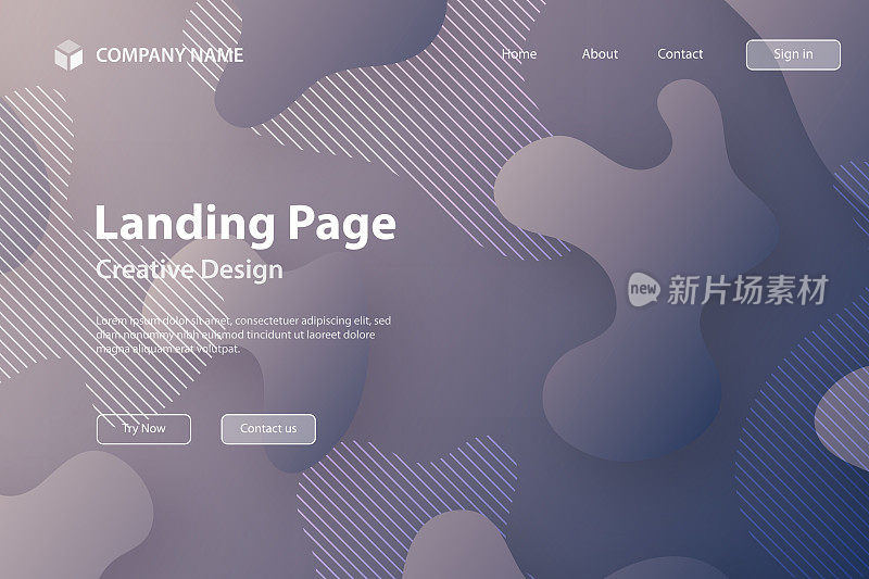 登陆页面模板-在灰色渐变背景上使用流体形状的抽象设计
