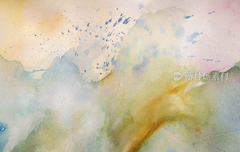 抽象的自然色彩丰富的水彩背景-海浪飞溅-在白纸上