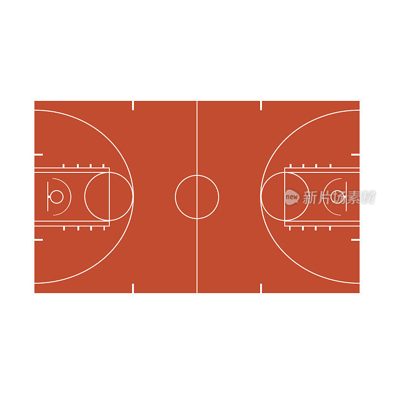 篮球场图标孤立在白色的背景