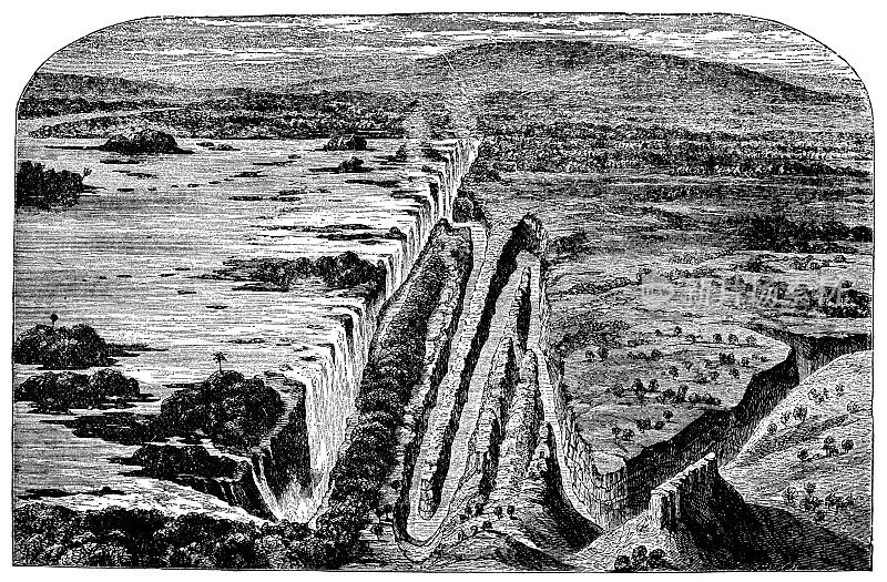 维多利亚瀑布的维多利亚版画
