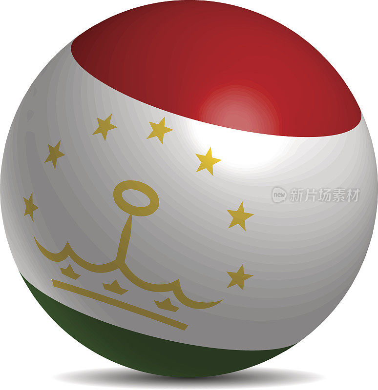 塔吉克斯坦国旗上的3d球和阴影