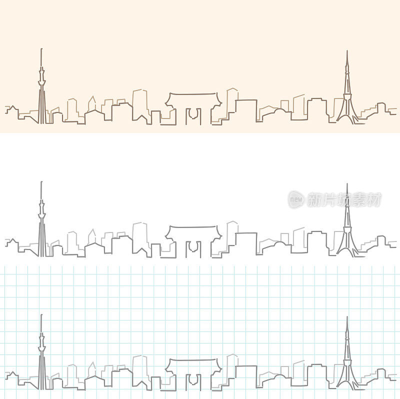 东京手绘天际线