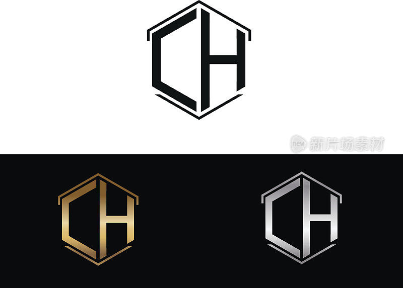 CH字母与六角形标志相连
