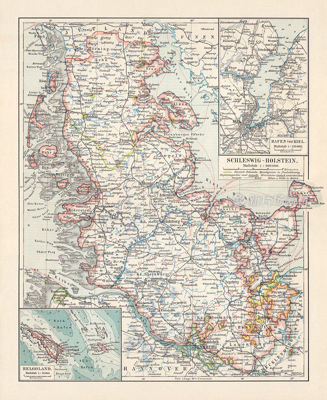 1897年出版的德意志帝国石勒苏益格-荷尔斯泰因地形图
