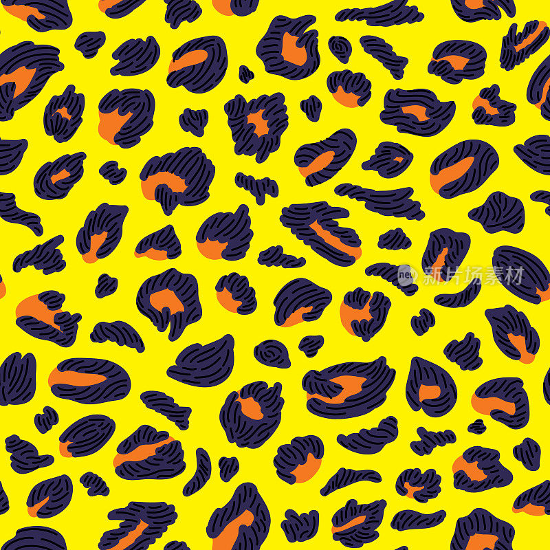 野生和明亮的90年代豹纹斑点图案