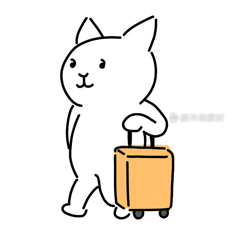 手提箱和猫矢量插图