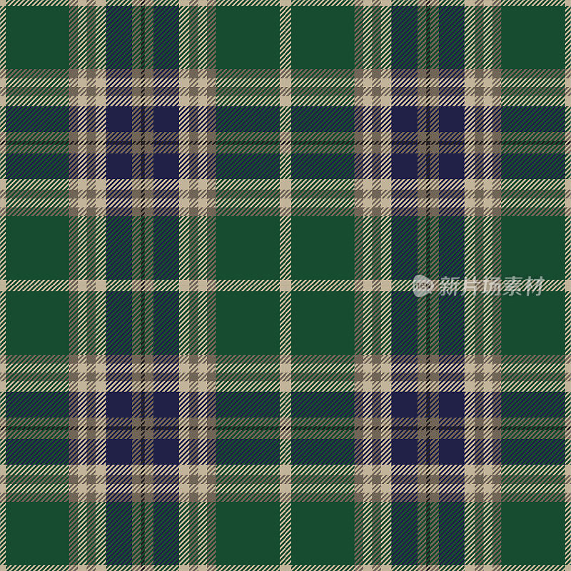 绿色和蓝色苏格兰格子呢格子图案织物斯沃琪