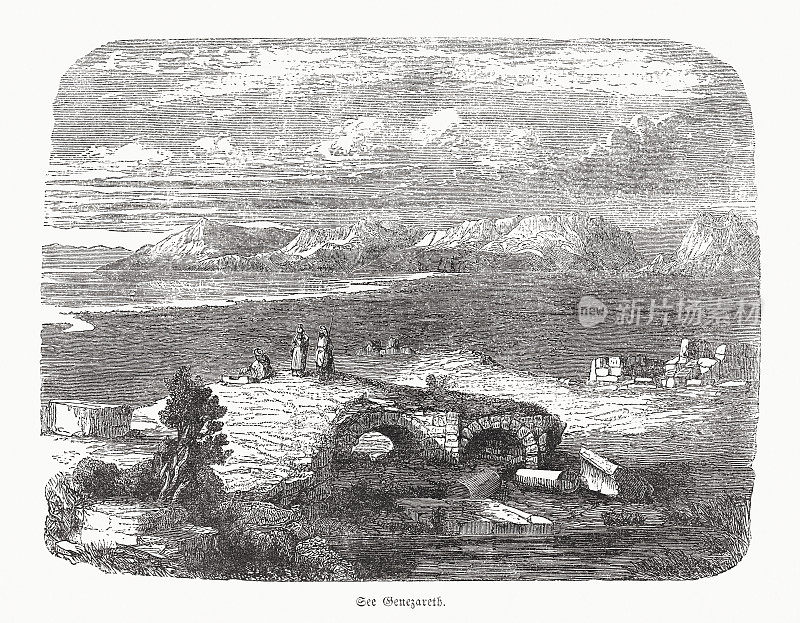 加利利海(以色列)，木版画，1862年出版