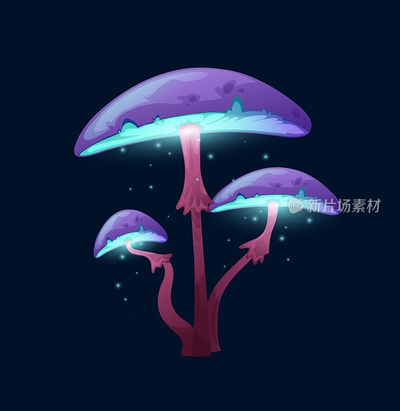 梦幻魔法紫发光蓝帽蘑菇