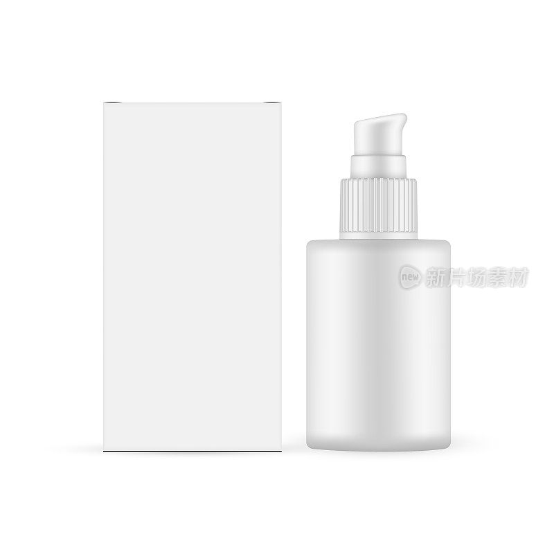 化妆品泵瓶模型油或精华液与包装盒