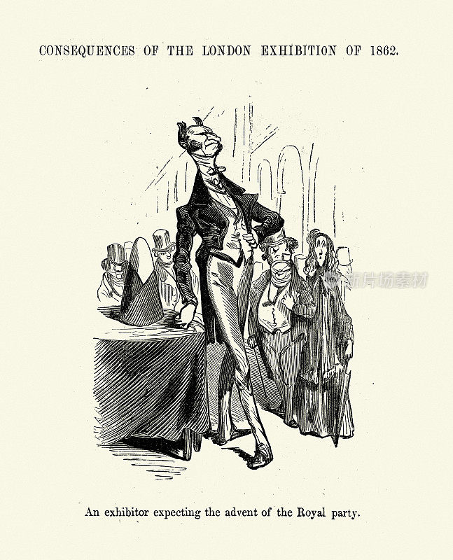 古斯塔夫・多雷的复古漫画，期待皇家聚会的参展商，后续1862年伦敦展览
