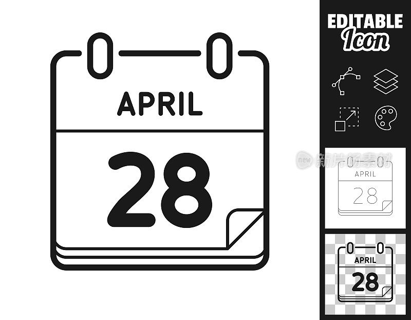 4月28日。图标设计。轻松地编辑