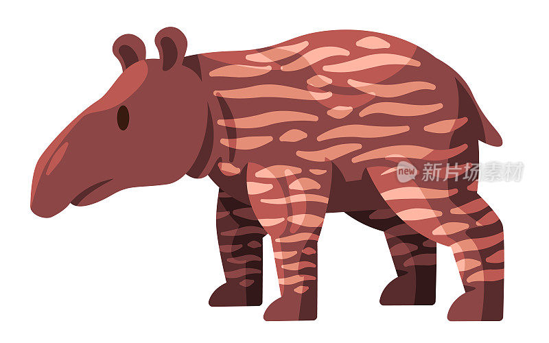 貘科，褐色条纹，直立的大型食草哺乳动物，有鼻干
