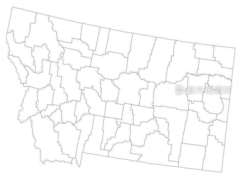 高度详细的蒙大拿州盲图。