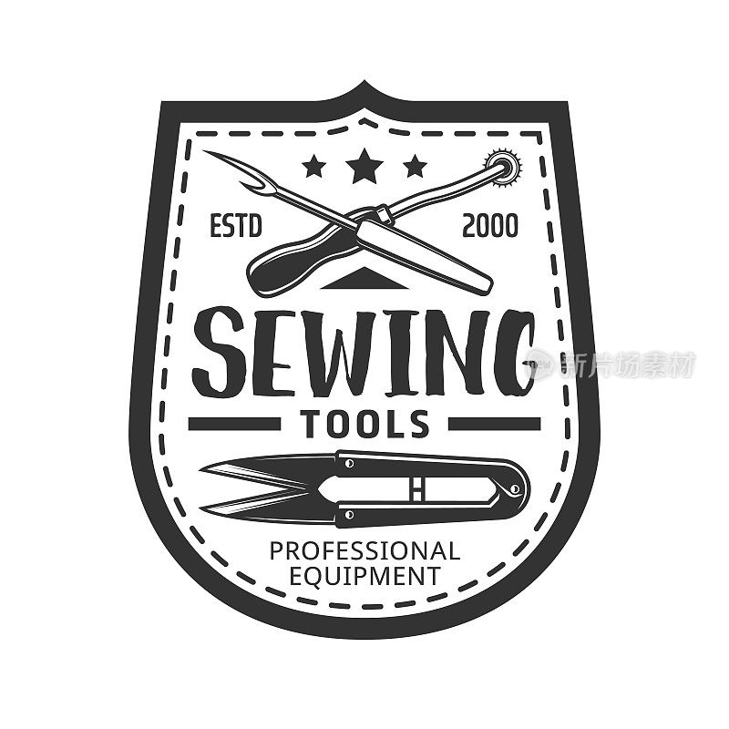 缝纫工具，剪裁设备的复古icon
