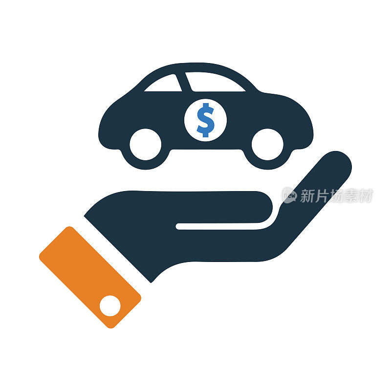 汽车，销售，美元，钱，手，销售汽车交接图标