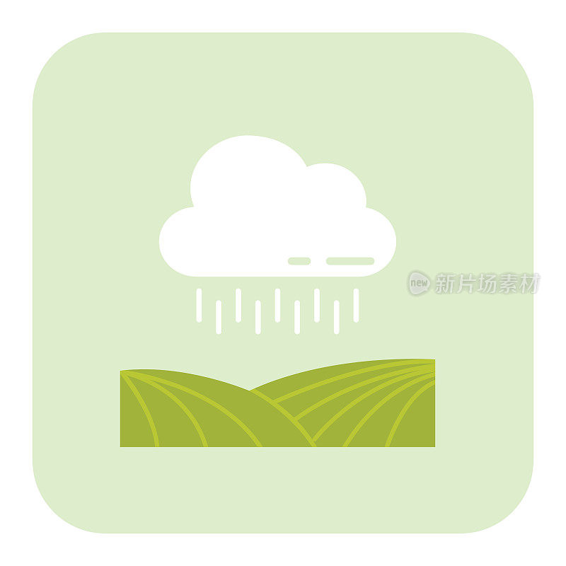 雨云-农业图标在绿色背景上的平面颜色