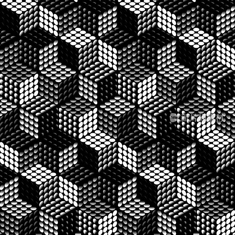矢量无缝模式与立方体。六边形抽象背景。