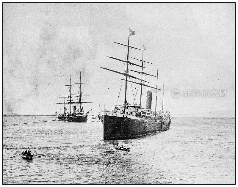 夏威夷,古董照片:澳大利亚号轮船