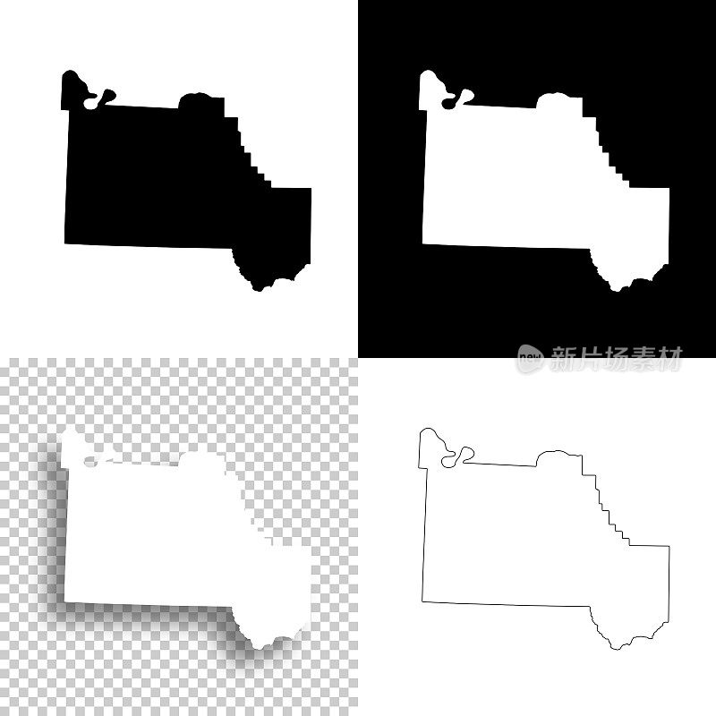 密苏里州的卡姆登县。设计地图。空白，白色和黑色背景