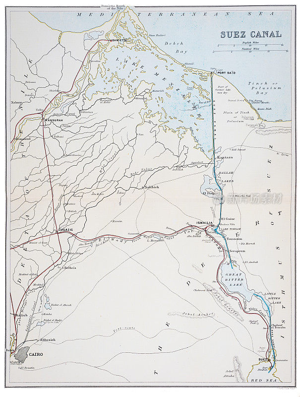 1898年苏伊士运河地图