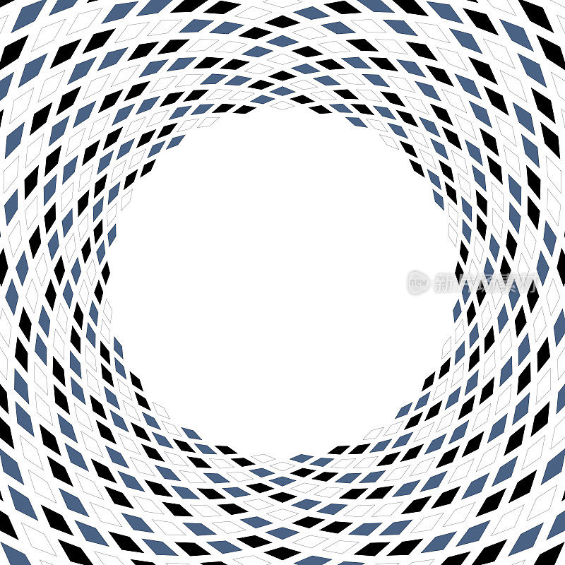 扭曲的棋盘图案弯曲成一个圆形的空隙。