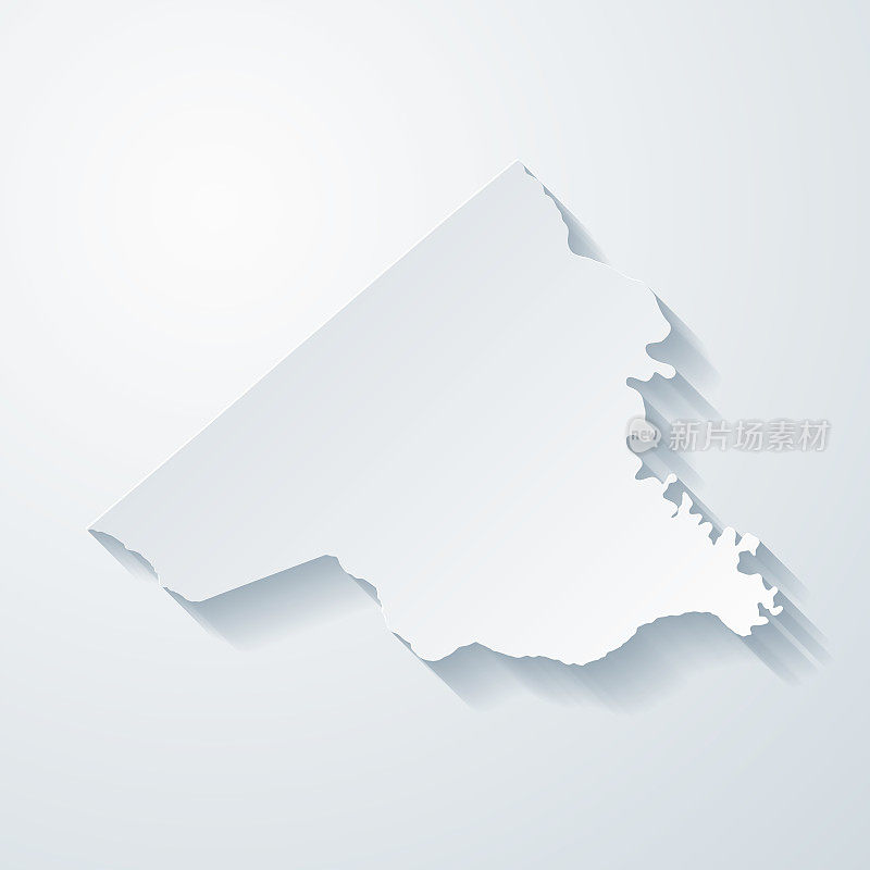 里士满县，乔治亚州。地图与剪纸效果的空白背景