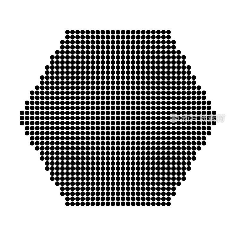 由黑色圆圈图案组成的六边形