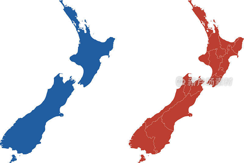 新西兰及其地区的形状