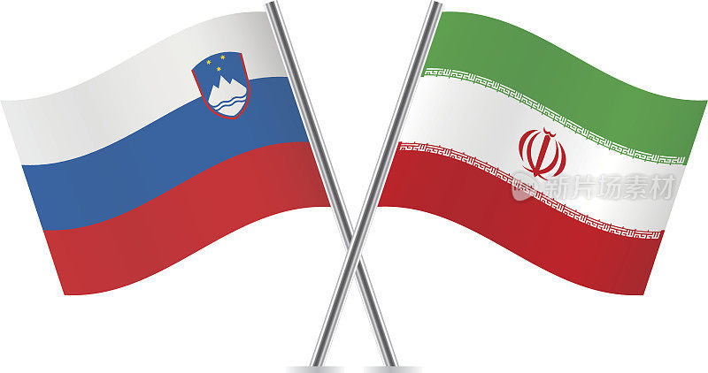 斯洛文尼亚和伊朗国旗。向量。