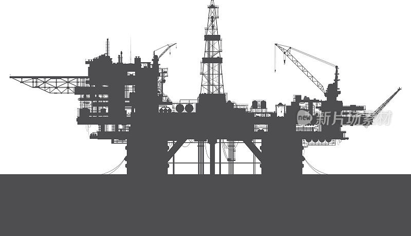 海洋石油钻井平台。海上的石油平台。