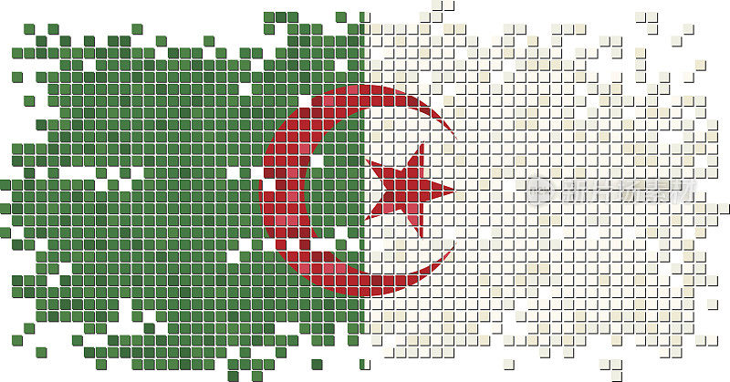 阿尔及利亚垃圾瓷砖旗。矢量图
