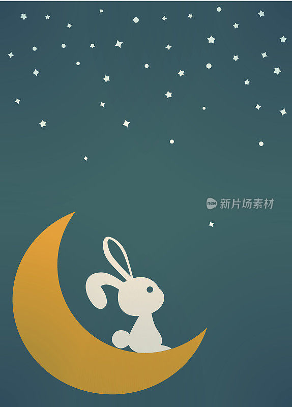 月亮上的兔子-矢量文件EPS10
