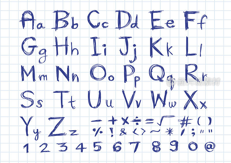 手绘字母字体透明的背景