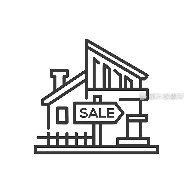 房屋销售线设计单孤立图标