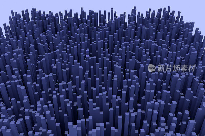 一个类似未来城市的结构的3d插图