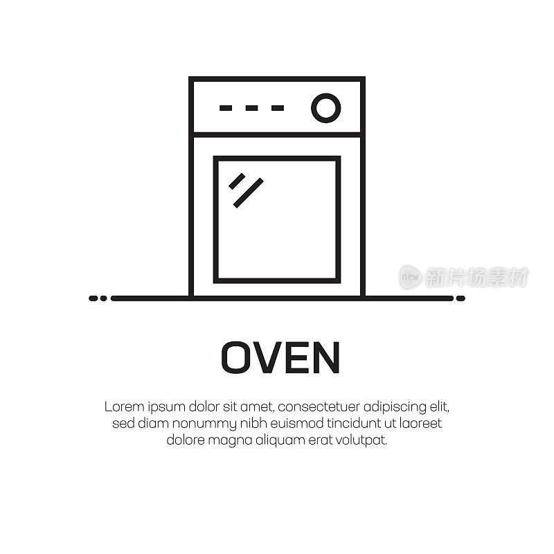 烤箱矢量线图标-简单的细线图标，优质的设计元素