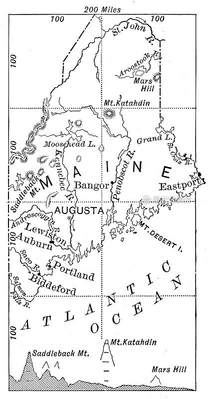 1886年缅因州地图