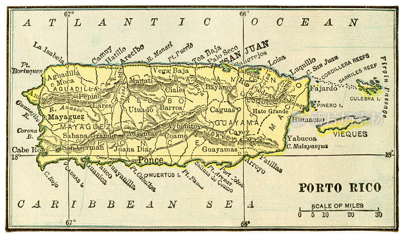 波多黎各地图，1899年