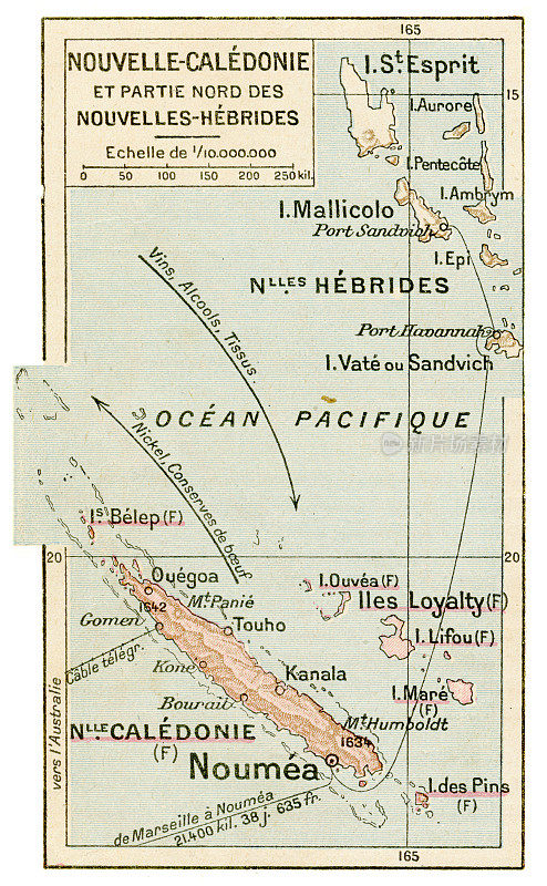 新喀里多尼亚地图1887年