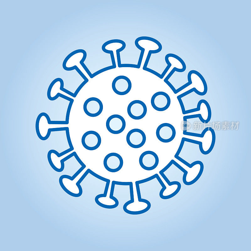 蓝色轮廓冠状病毒图标