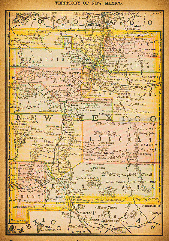 19世纪的新墨西哥地图