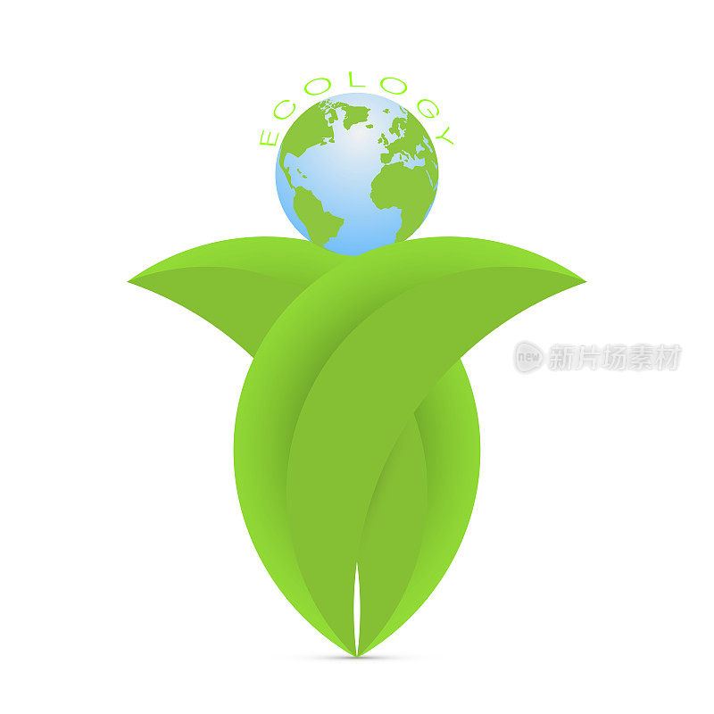 绿叶托大地，环境生态概念矢量插图