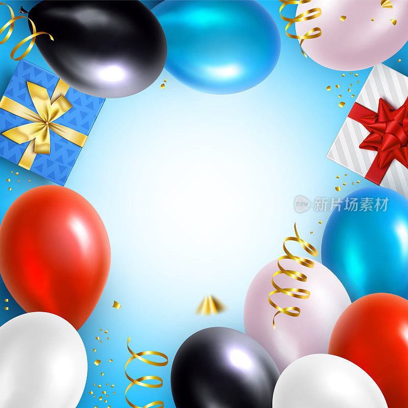假日气球和礼物背景