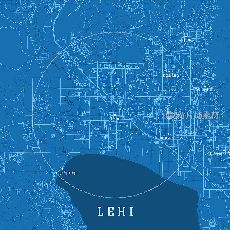 利希UT城市矢量道路地图蓝色文本
